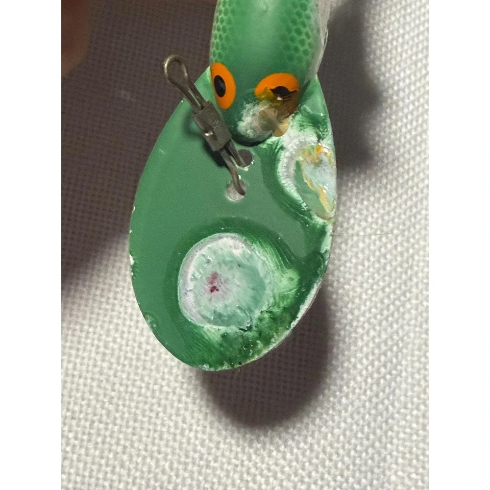Vintage Green Scale‎ Wooden Crankbait Fishing Lure Deep Diver Metal Lip NB032